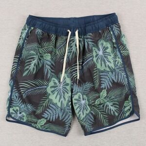 Fair Harbor Anchor Swim Trunks Mens Size Large Navy Evergreen Lined Shorts 8"